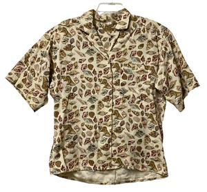 VTG Seashell Button Shirt Women's M 90s 80s Pocket USA Ruff Hewn Hawaiian Fun - Picture 1 of 11