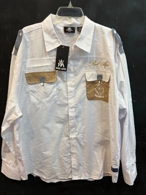 Red Ape Shirt Mens 2XL White Long Sleeve Button Front Double Pockets NWT - Image 1 of 4