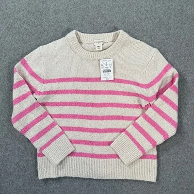 Suéter tejido a rayas de fábrica Crewcuts para niñas pequeño 6/7 cuello redondo rosa CB142 Foto 1 de 4