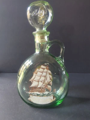 Vintage Old Fitzgerald Flagship 1849 Green Glass Decanter Bottle w/ cork top. - Image 1 of 4