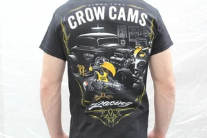 CROW CAMS BLACK T-SHIRT HOT ROD GARAGE LARGE PRINT ON BACK & CROW ON FRONT SMALL - Picture 1 of 8