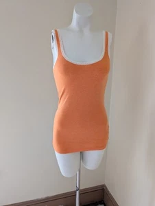 Vintage Cottage Core Trägertop XS orange mit cremefarbenem Spitzenbesatz weich Fee - Bild 1 von 13