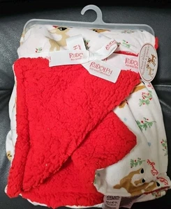 Rudolph the Red Nosed Reindeer Fleece Baby Blanket 30x40 Red NEW - Picture 1 of 3