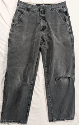 VTG Y2K Marithe Francois Girbaud Black Jeans Baggy Mens 36x29 FLAWED THRASHED! - Image 1 of 4
