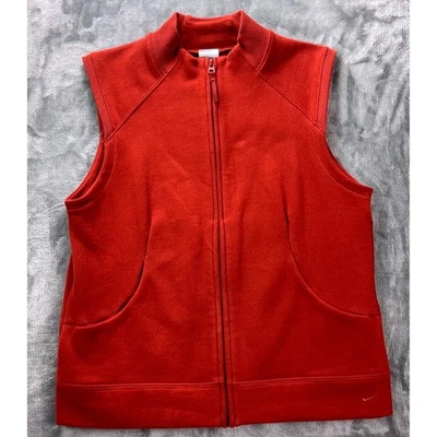 Nike Naranja Cremallera Completa Polar Chaleco Para Mujer Mediano Sin Mangas Chaqueta Atlética Foto 1 de 4