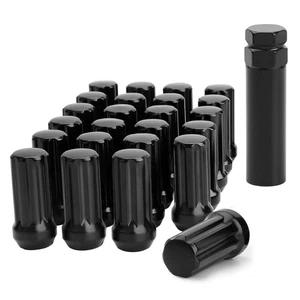 M14x1.5 Black Truck Lug Nuts, 24pcs for 6 Lug Wheels, 2" Tall Acorn Seat with So - Picture 1 of 8