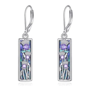 Pendientes de cardo escocés para mujer de plata de ley 925 pendientes escoceses Thi... - Imagen 1 de 6