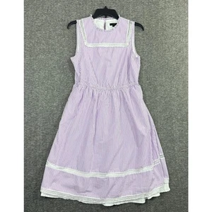 J. Crew Stufen lila gestreiftes Midikleid Damen kleine Spitze ärmellos - Bild 1 von 5