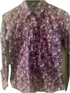 Cowgirl Hardware Little Girl Sz L Purple Paisley Long Sleeve Button Up Shirt - Picture 1 of 9