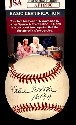 STEVE CARLTON AUTOGRAPHED SIGNED ONL BASEBALL JSA CERTIFIED CARDINALS PHILLIES - Image 1 of 4
