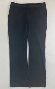 H&M Black Dress Pants Wide Leg Trousers Size 10 Pockets Embroidered Belt Trim - Picture 1 of 10