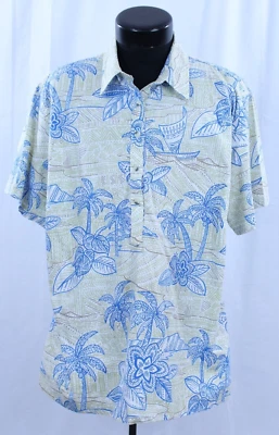 Camisa De Colección Go Barefoot Hawaiana Botón 2XL Hecha en EE. UU. Hawaii 1/4 Plumón Crema Floral Foto 1 de 4