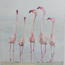 Aquarell Bild. Flamingo Team. Vogel. Natur. Größe ca 22x28 cm