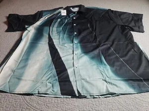 Hardaddy Short Sleeve Shirt Mens 3XL NWT Black With Teal Swish 58 X 31" In Bag - Picture 1 of 8