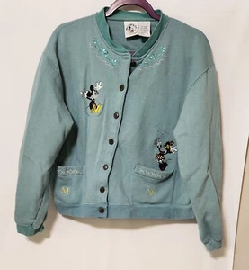 Vintage Mickey & Co-Mickey & Minnie bestickter Fleecepullover/Cardigan GR XL - Bild 1 von 4