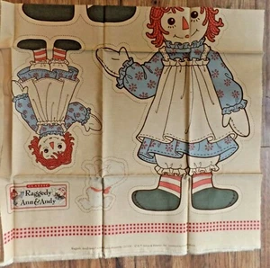 Vintage RARE Raggedy Ann  & Dog Tan Pillow Panel fabric LECIEN  JAPAN - Picture 1 of 3