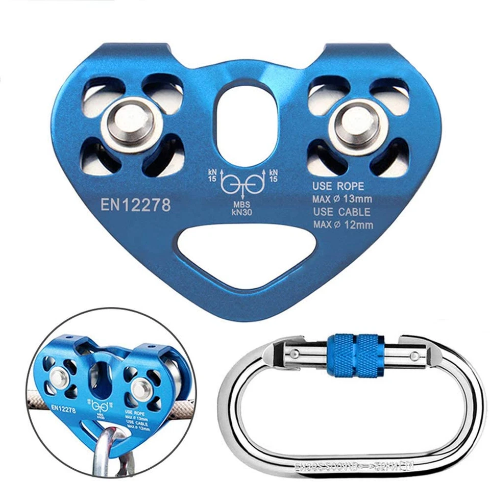 Youngneer Climbing Zip Line Pulley 30kn Double Tandem Speed Dual Trolley