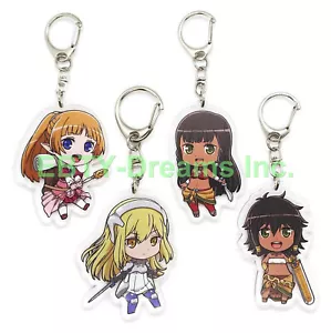 Set 4 Portachiavi Spada Oratoria Wrong Dungeon Anime Acrilico Ais Lefiya Tiona - Foto 1 di 2