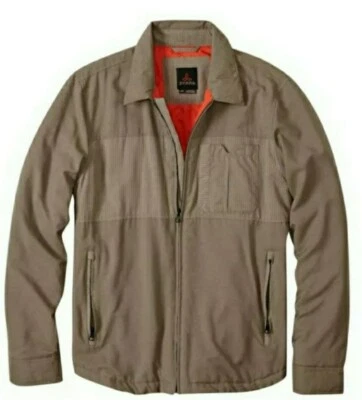 Chaqueta Camisa PrAna Para Hombres Hardwin Cremallera Completa Gris Tierra m2hard115 Talla XXL NUEVA SIN ETIQUETAS  Foto 1 de 4