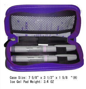 Diabetes Insulin cooler case- for 2's pen or larger pen-w/2 ice pad-Purple 