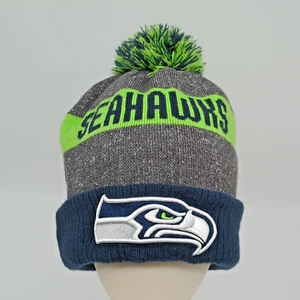 Seahawks Men's Knitted Hat Beanie Pom NFL New Era Fleece Lined - Picture 1 of 7