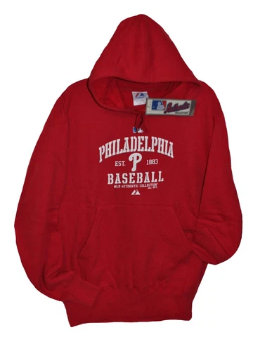 Philadelphia Phillies Majestic Red Hoodie Men's Medium Cover