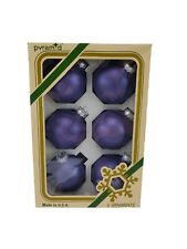 Vintage Purple Ornaments 6 Pyramid Glass Ball Satin Sheen with Silver