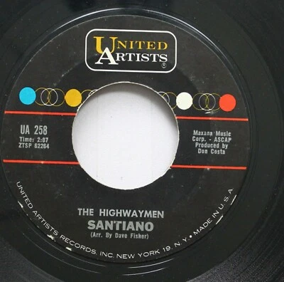 50'S & 60'S 45 The Highwaymen - Santiano / Michael On United Artists Foto 1 de 2
