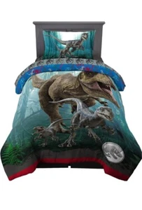 Jurassic World Dominion Reversible Comforter T-Rex Raptor Dinosaurs FULL / TWIN - Picture 1 of 12