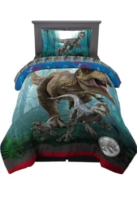 Jurassic World Dominion Reversible Comforter  T-Rex Raptor Dinosaurs FULL / TWIN - Image 1 of 4