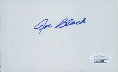 Joe Black Brooklyn Dodgers Signed 3x5 Index Card JSA Authenticated - Image 1 of 2