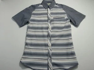 Native Code Gray Striped Casual Button Up Men's Size S Short Sleeve Shirt - Picture 1 of 9