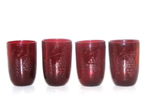 Vintage Drinking Glasses Floral Inlay Design Romantic Water Glassware Tumblers - Picture 1 of 10
