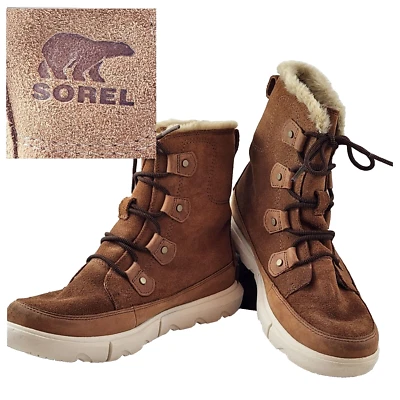 Bota Sorel Explorer II Joan para mujer 9 color tostado imitación piel impermeable con cordones NL4456-242 Foto 1 de 4