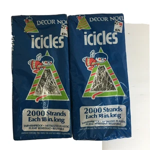2 Vintage Christmas Icicles Packages Decor Noel KMart 2000 Strands Holiday - Picture 1 of 7