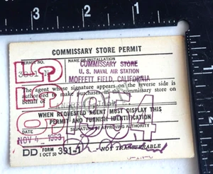 Store Permit Commissary navy Moffet Field - Picture 1 of 3