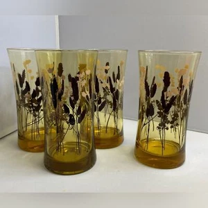 4 Vintage Federal Interlude Drinking Glasses w/ Wheat Pattern Fall Thanksgiving - Picture 1 of 7