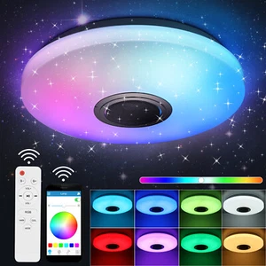 RGB LED Deckenlampe Dimmbar mit Bluetooth Musik Lautsprecher App+Fernbedienung - Bild 1 von 11