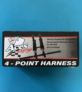 Aces Racing 4-point Harness E4 Certfied EZ Buckle - Black - New In Box - Bild 1 von 20
