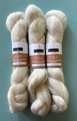 Lote de 3 / Louet KIDLIN Lino Mohair Encaje Peso Hilos - Crema #1302 Foto 1 de 3