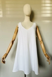 EILEEN FISHER Size XL Women White Washable Stretch Crepe Long Tunic A-Line Top - Picture 1 of 15