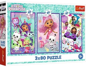 NEW Trefl Jigsaw Puzzle 3x80 Pieces 5+ Ages Gabby's Colourful Days - Picture 1 of 4