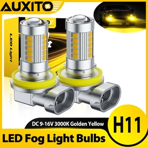 AUXITO H11 H8 H9 LED Fog Light Bulbs Kit 3000K Golden Yellow High Low Beam 100W - Picture 1 of 26