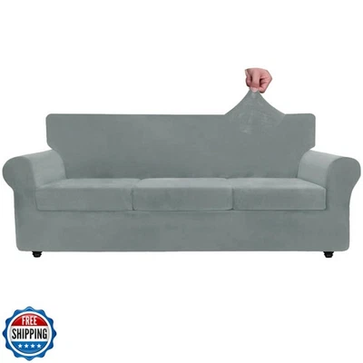 Негабаритный бархатный чехол на диван ZNSAYOTX 4 штуки (92–115 дюймов) эластичные чехлы на диван  - Изображение 1 из 4