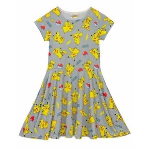 Pokemon Girls Pikachu Short-Sleeved Skater Dress (NS7489) - Picture 1 of 4