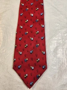 BEAUFORT Tie Rack Mens Necktie 100% Silk Hot Air Balloon Print Red Italy - Picture 1 of 7