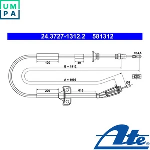CABLE PARKING BRAKE 24.3727-1312.2 FOR VOLVO S80I B5244T3/5244S/5244S2 2.4L 5cyl - Picture 1 of 8