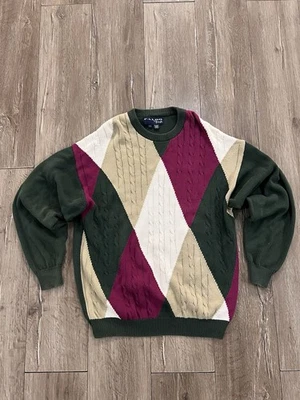 NICK FALDO x Pringle 80's Novelty Golf Sweater Large Golf Clubs. Diamond Pattern - Image 1 of 3