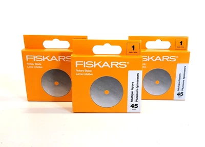 Fiskars Rotary Cutter Blades 45mm – 3 Pack – Replacement Blades #195310 – NEW - Image 1 of 4