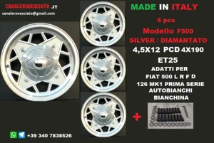 Cerchi lega 4,5 12 MILLEMIGLIA SILVER Fiat 500 D L F R epoca OLD 4x190 Vecchia - Imagen 1 de 7